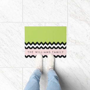 Tapete Zigzag preto-e-branco, Chevron, verde, seu nome