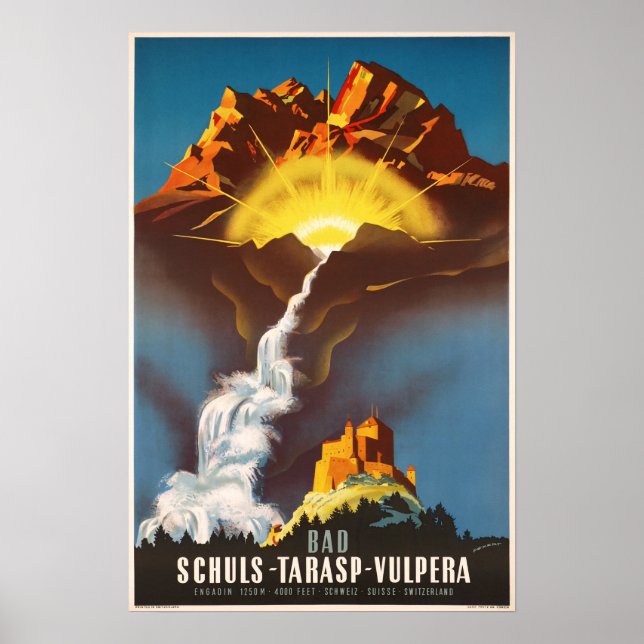Tarasp,Suiça, Poster de viagens (Frente)