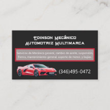 Tarjeta Negocios Mecánico Cartão de visita
