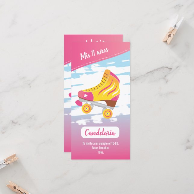 Tarjeta plana, temática patinaje (Frente/Verso In Situ)