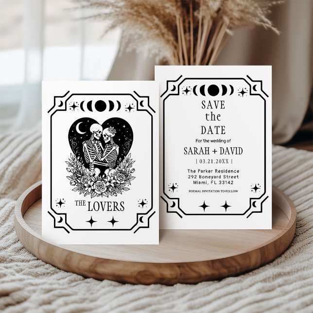 Tarô preto Goth salvar a data convite de casamento (Criador carregado)