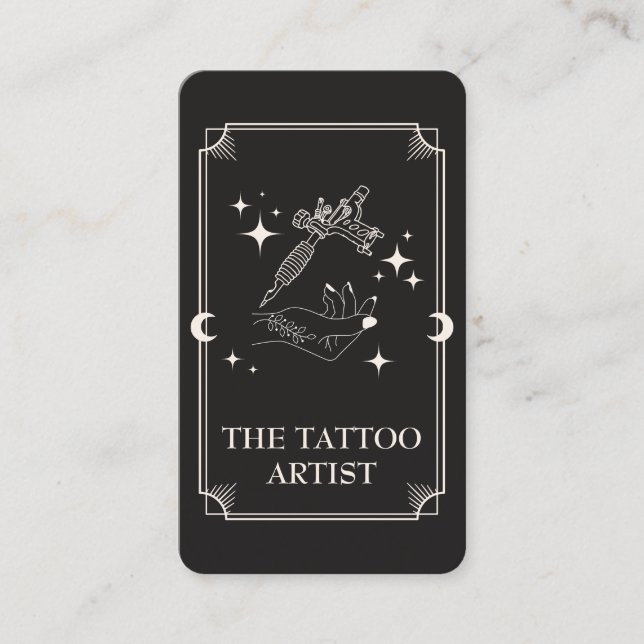 Tarot Card Tattoo Artist Celestial Cartão de visit (Frente)