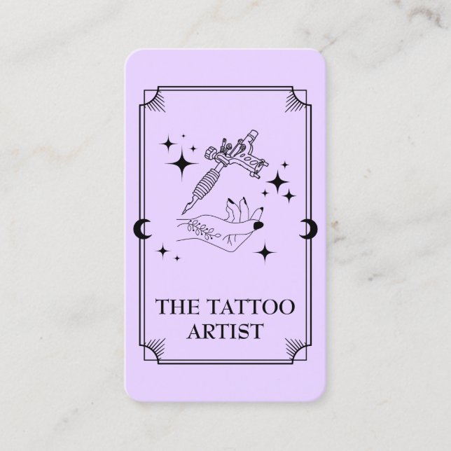 Tarot Card Tattoo Artist Celestial Cartão de visit (Frente)