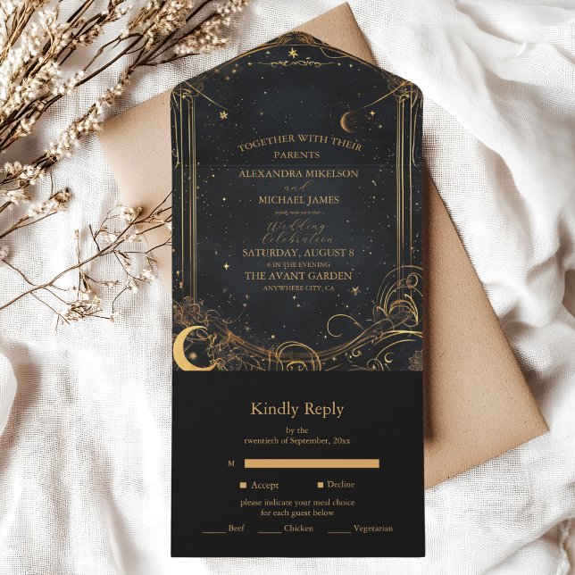 Tarot Casamento Celestial Sol Lua Estrelas Dourado (Criador carregado)