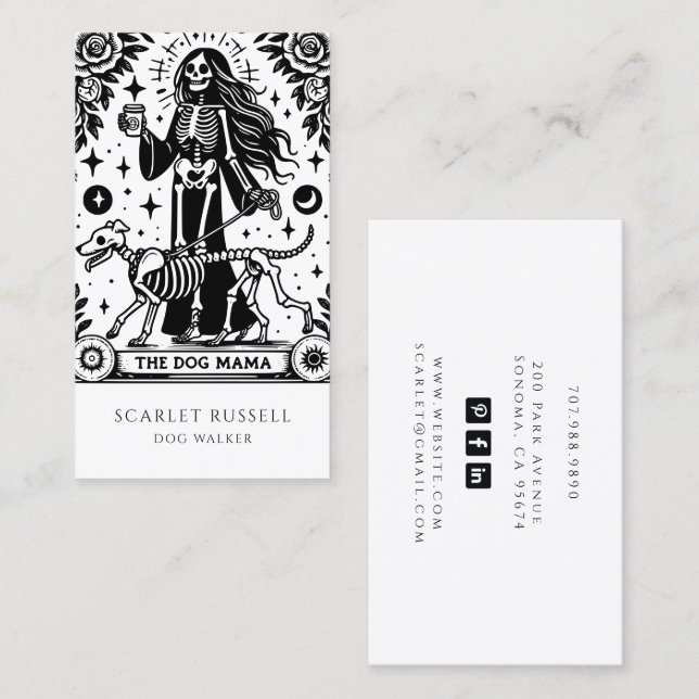 Tarot Dog Walker Cartão de visita (Frente/Verso)