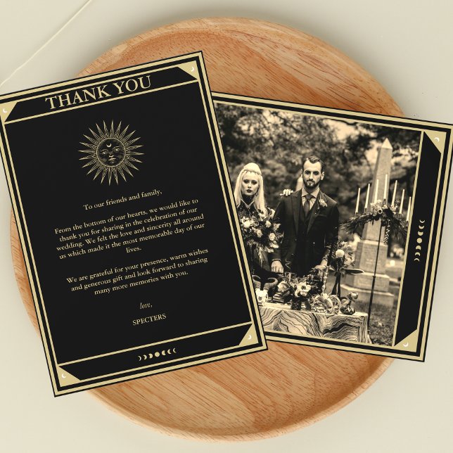 Tarot Elegant Obrigado Cartões Foto Dourada Preta (Criador carregado)