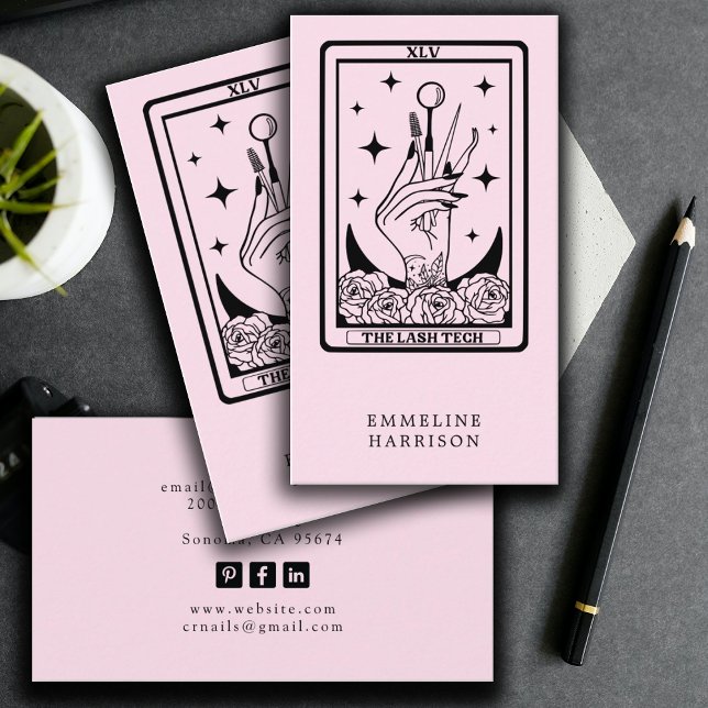 Tarot Lash Specialist Pink Cartão de visita (Criador carregado)