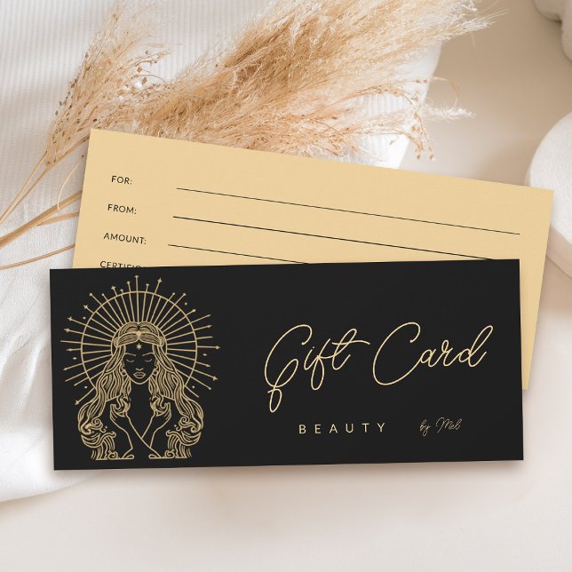 Tarot Makeup Hair Unhas Salon Dourado Black Gift C (tarot gift certificate card celestial beauty makeup hair nails lashes stylist beautician beauty )