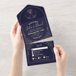 Tarot Wedding & RSVP Moon Crystals Heart Invite