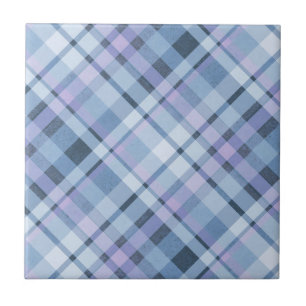 Tartan azul-Xadrez amolecida azul-crua