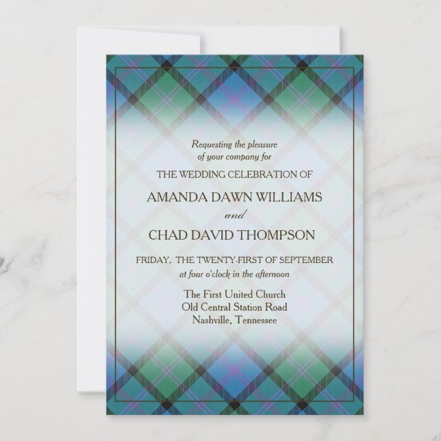 Tartan Beauty Clan MacThomas Xadrez Verde Azul (Frente)