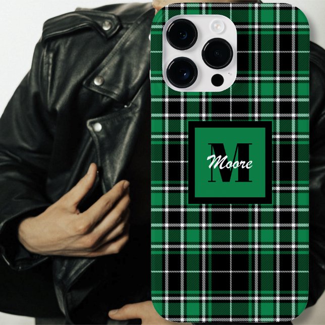 Tartan - Capa de telefone branca verde e esbranqui (Tartan - Black Green and Off White Phone Case by Leapfroglisics Shop)