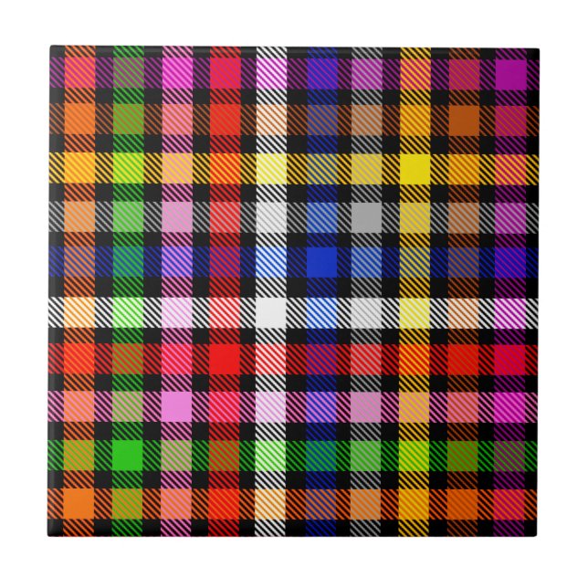 Tartan De Xadrez Flanel Multicolor A Preto (Frente)