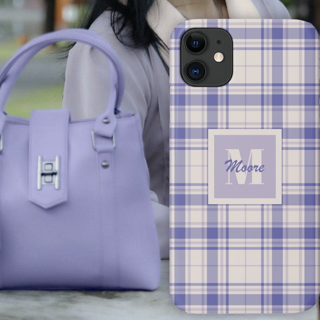 Tartan - e Leve Roxo - Capa de telefone (Tartan - Light to Dark Purple on Cement by Leapfroglisics Shop)
