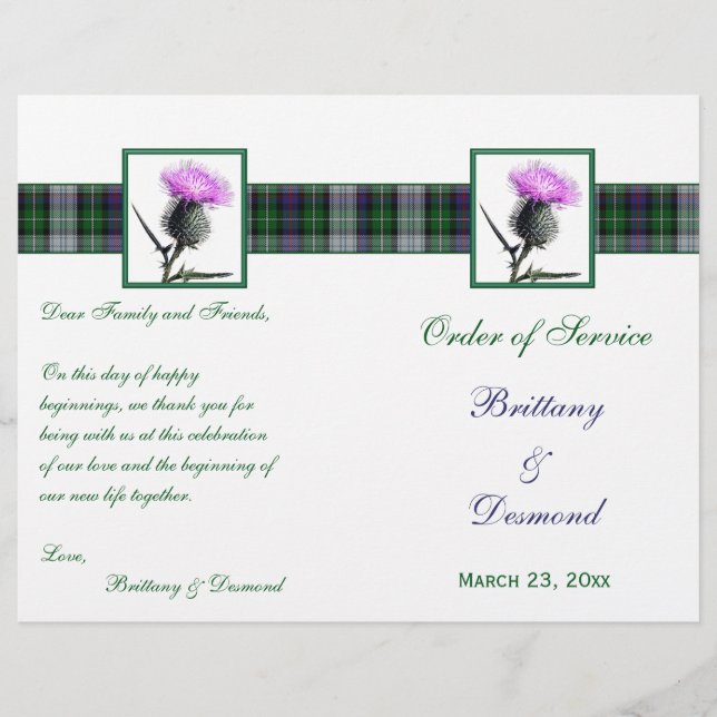Tartan e Thistle Order Service Linen Cobrir (Frente)
