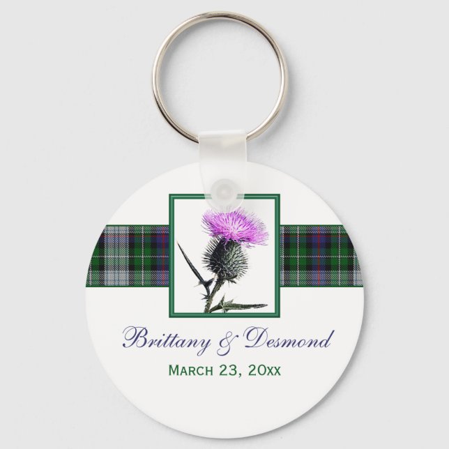 Tartan e Thistle Wedding Favor Chaveiro (Frente)