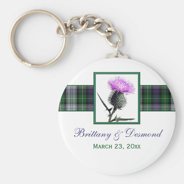 Tartan e Thistle Wedding Favor Chaveiro (Frente)