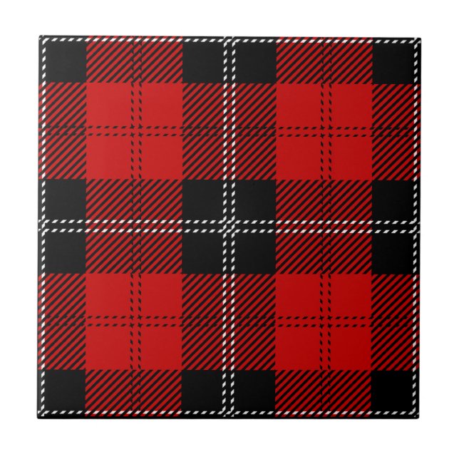 Tartan Escocês Vermelho e Preto (Frente)