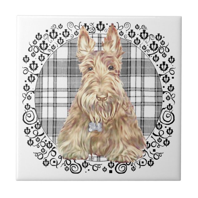 Tartan Scottie Preto & Branco (Frente)