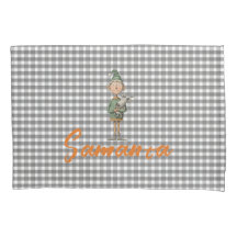 Tartan xadrez elfo de natal rena cinza branco nome