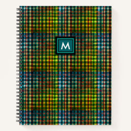 Tartan Xadrez Simples Moderno Verde Teal Bege Mono