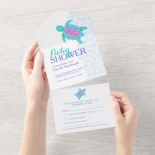 Tartaruga aqua cor-de-água rosa azul
