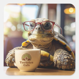 Tartaruga com Óculos na Praça do Café Adesivos Qua