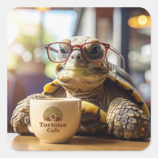 Tartaruga com Óculos na Praça do Café Adesivos Qua
