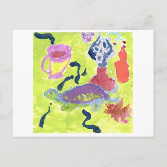 Tartaruga com um cartão postal de chá (Frente)