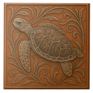 Tartaruga do Mar Loggerhead - Azulejo cerâmico