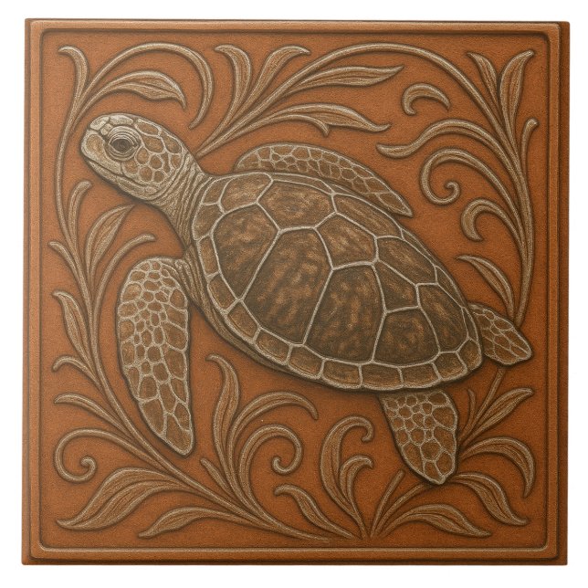 Tartaruga do Mar Loggerhead - Azulejo cerâmico (Frente)