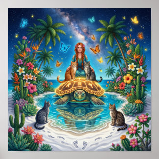 Tartaruga do Mundo Tropical — Impressão de Arte de