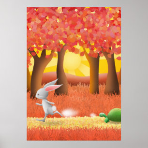 Tartaruga e lebre 1 - impressão do poster