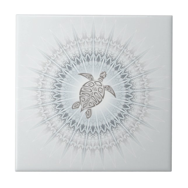 Tartaruga E Mandala Bege Azul Cinzento (Frente)