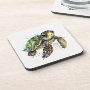 Tartaruga em Aquarela Porta-copos de plástico rígi