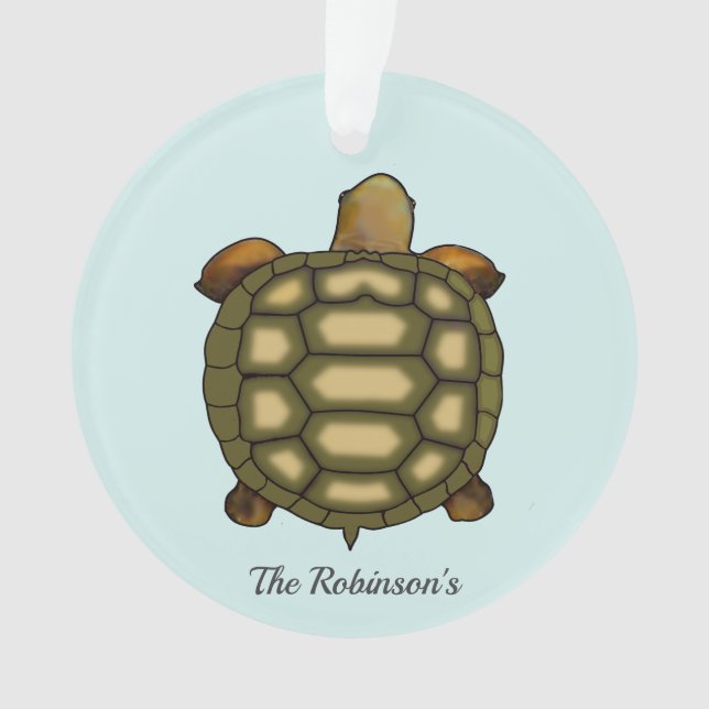 Tartaruga em ornamento acrílico azul claro (Frente)