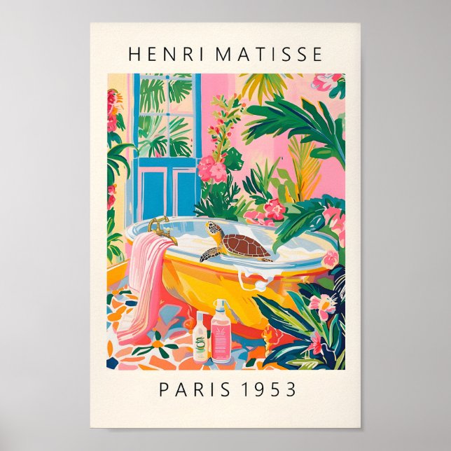 Tartaruga Em Poster Engraçado De Banheira, Decoraç (Frente)