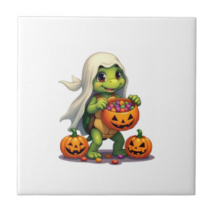 Tartaruga Fantasma de Halloween Adorável com Doce