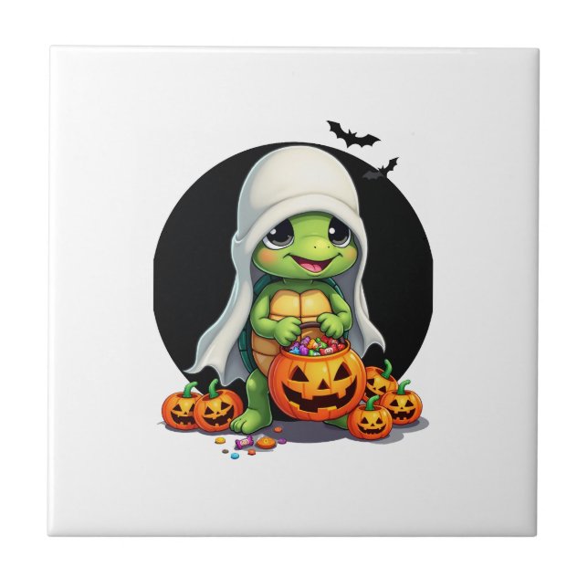 Tartaruga Fantasma de Halloween Fofa com Doce (7) (Frente)