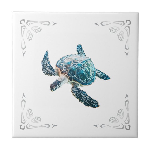 Tartaruga Marinha 3D Branca Costeira (Frente)