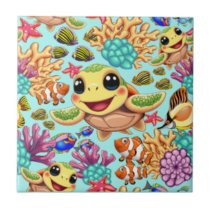 Tartaruga Marinha Bebê Feliz e Fofa Personagem