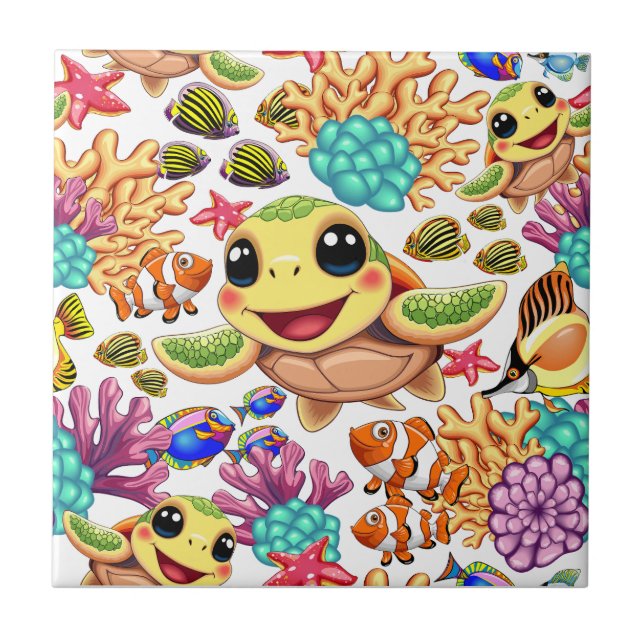 Tartaruga Marinha Bebê Feliz e Fofa Personagem (Frente)