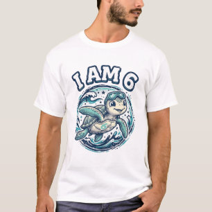 Tartaruga Marinha Fofa Eu Tenho 6 Anos Camisa Vint