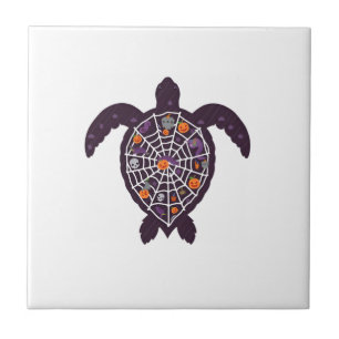 Tartaruga Marinha Halloween Teia de Aranha Abóbora