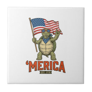 Tartaruga Patriótica ‘Merica Vetor Vintage