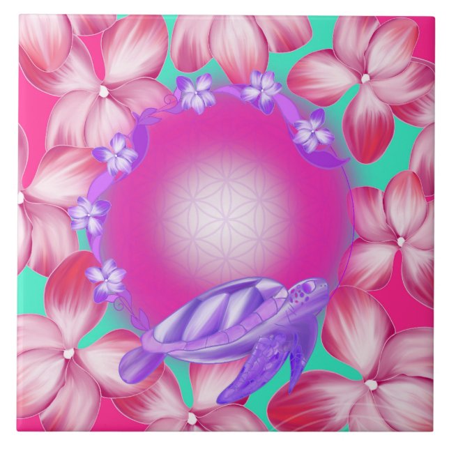 Tartaruga sagrada, Flor de Vida e Design Floral (Frente)