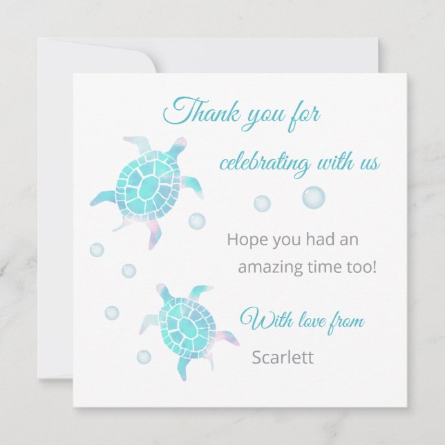 Tartaruga Sob o Mar Agradecimento Personalizado (Frente)