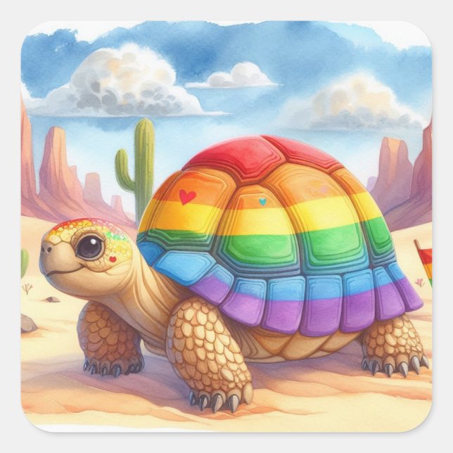 Tartaruga Torturada Com Adesivos Da Praça Arco-Íri (Frente)