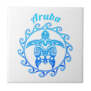 Tartaruga tribal Aruba do azul de oceano
