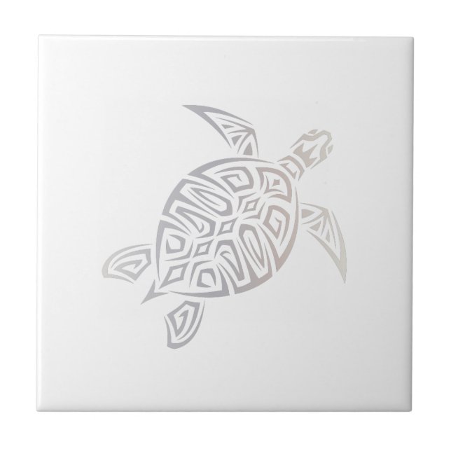 Tartaruga Tribal Bege Branco Design Minimalista (Frente)
